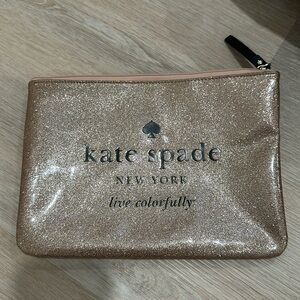 Glitter branded Kate Spade zippered pouch cosmetic bag Clutch purse